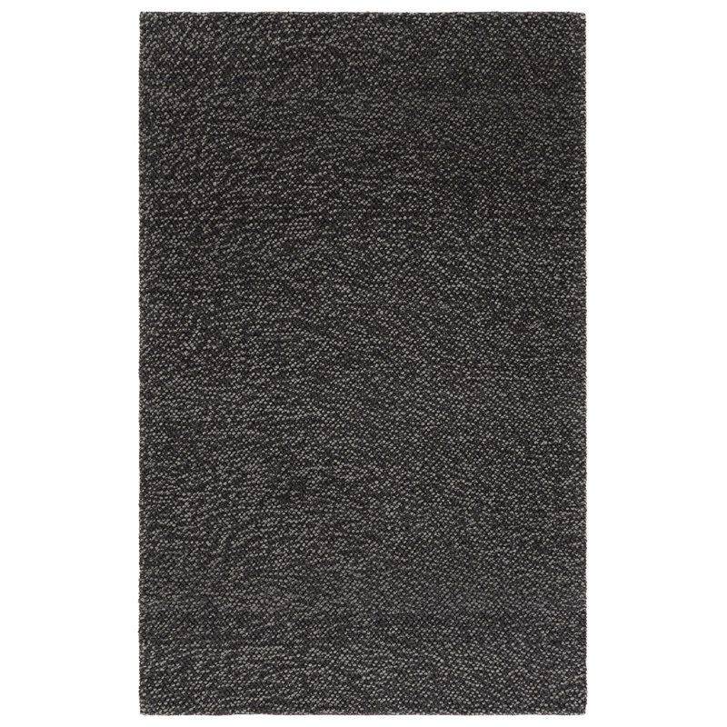Natura 425 Handwoven Wool/Cotton/Polyester No Pattern Indoor Use Only Rug in Black/Gray, Runner 2'3" x 9'