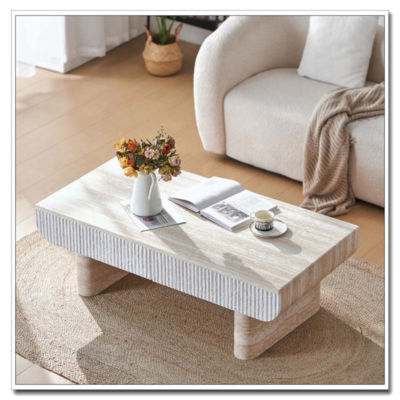 Table basse avec tiroir cannelé, table basse de salon