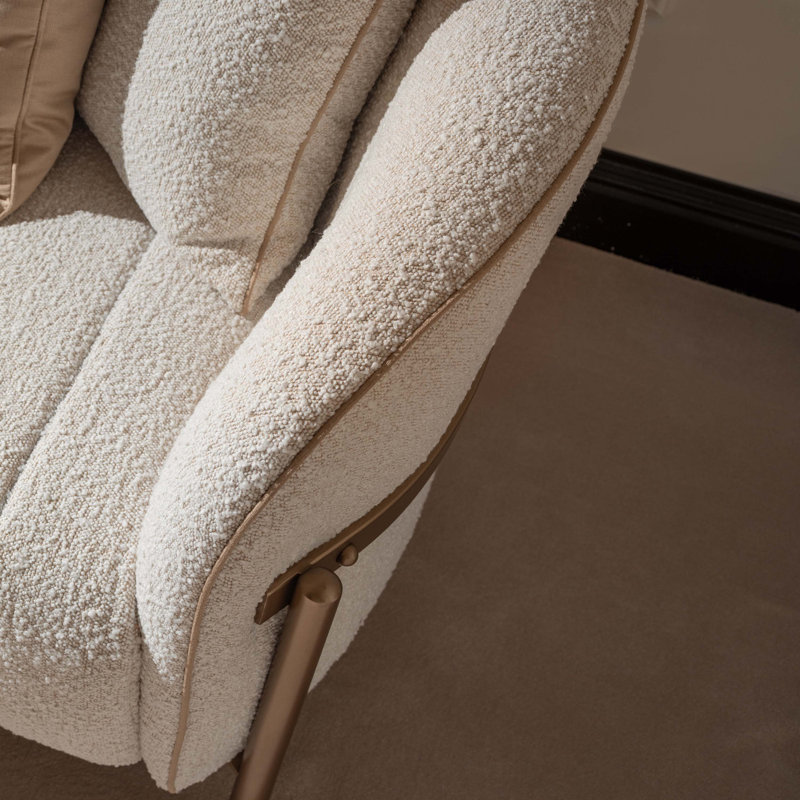 Lisbon Bouclé Sofa - Oyster/Matte Bronze