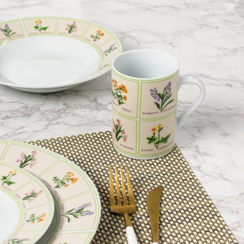 Waterside 24pc British Wild Flowers Porcelain Dinner Set