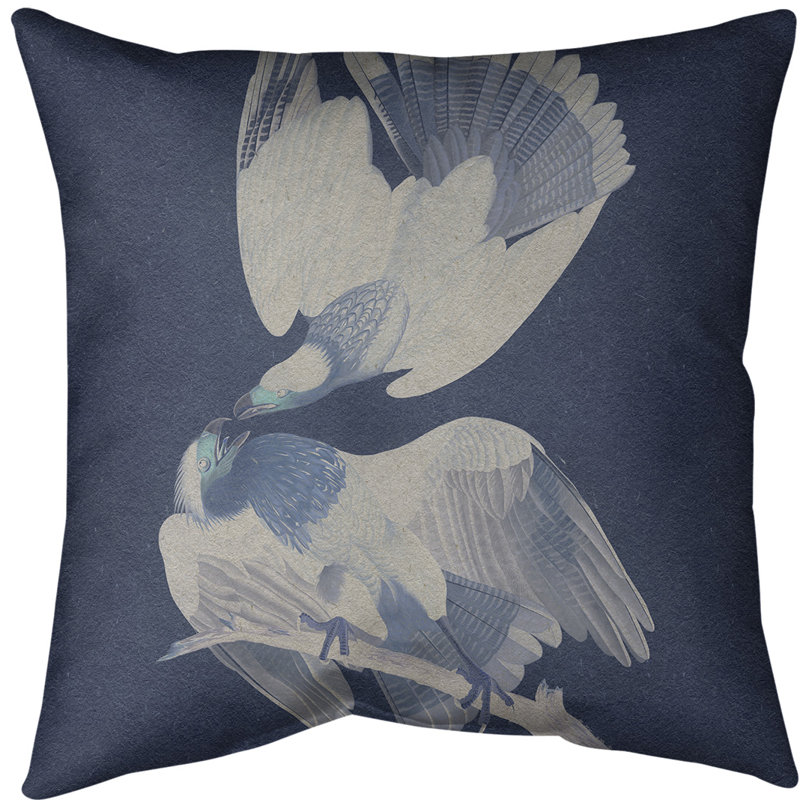 Coussin décoratif d’oreiller brasilian caracara eagle, Bleu marine/blanc, 16 po x 1 po, Sergé de coton
