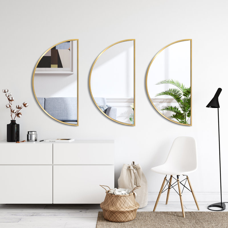 Ensemble de miroirs muraux en métal, 20 po x 40 po, Doré