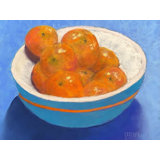 Tangerines In Blue Bowl Print by Dina Gardner