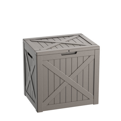 22.07"W 32 Gallon Resin Outdoor Indoor Deck Box For Patio Cushion And Garden Tools(Light Brown/Gray)