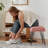 Teddy Fleece Upholstered Vanity Stool with Metal Legs，Pink-391513713