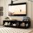 71.7" Minimalist TV Stand With Hidden Storage And Sturdy Metal Hinges, Dark Walnut