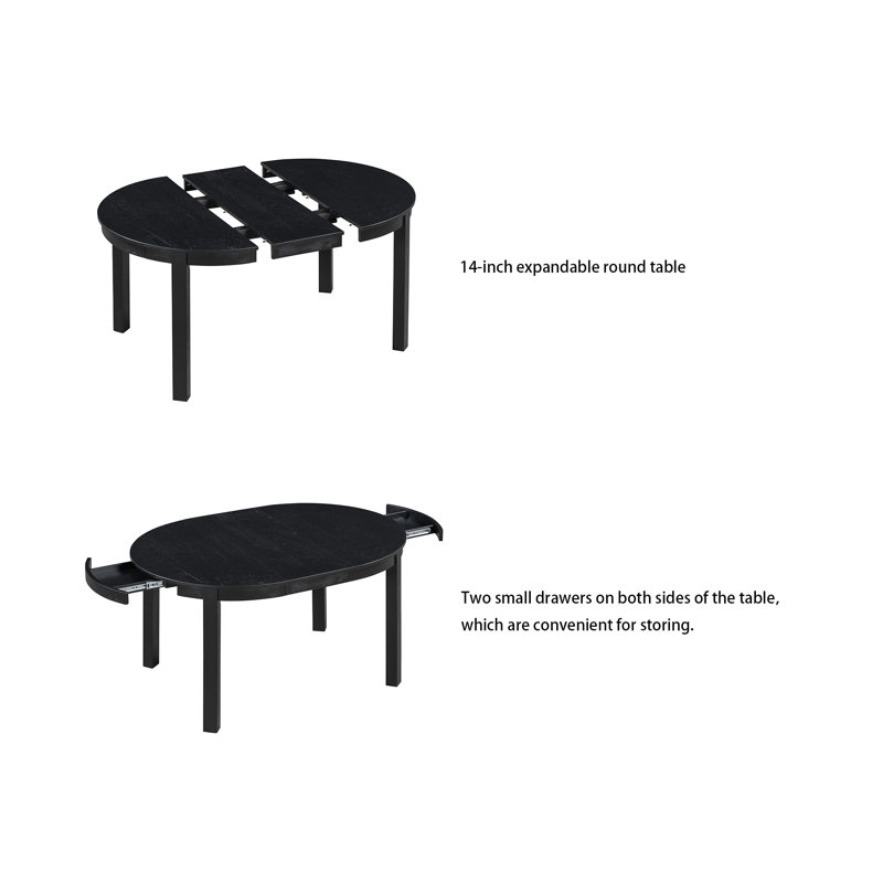 Ensemble repas pour 4 personnes Apoline, Noir, Noir
