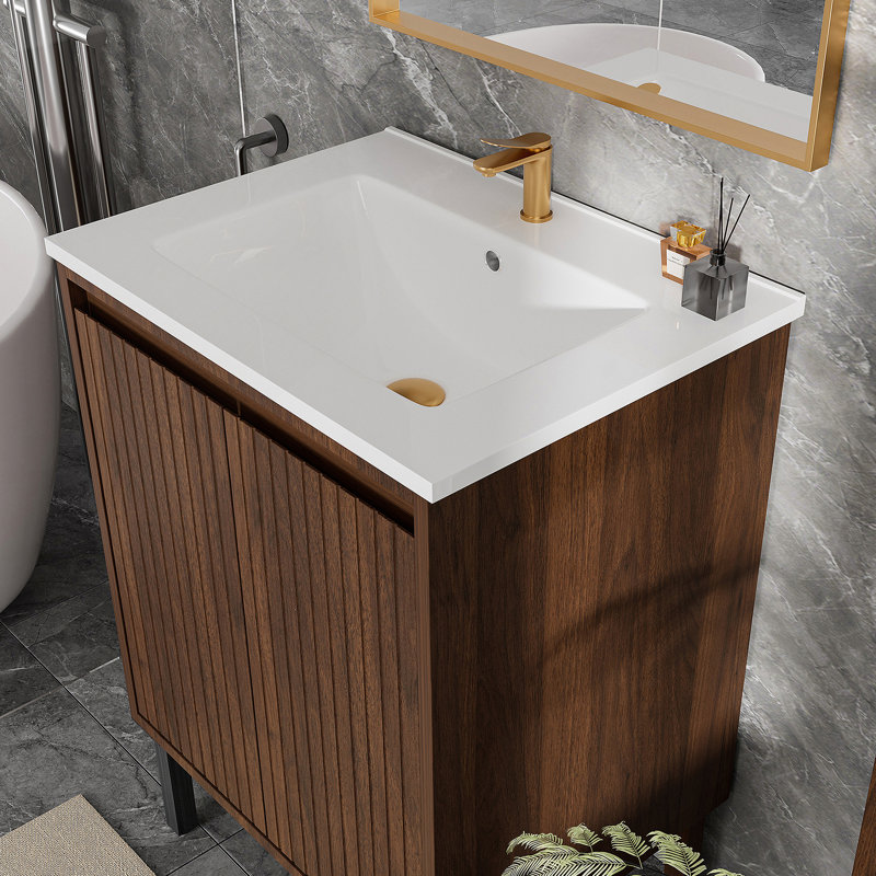 24 Inch Bathroom Vanity Without Sink, Brown