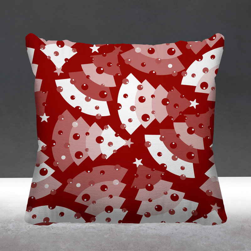 Outdoor Reversible Throw Pillow, 19H" x 19W", Red, Square