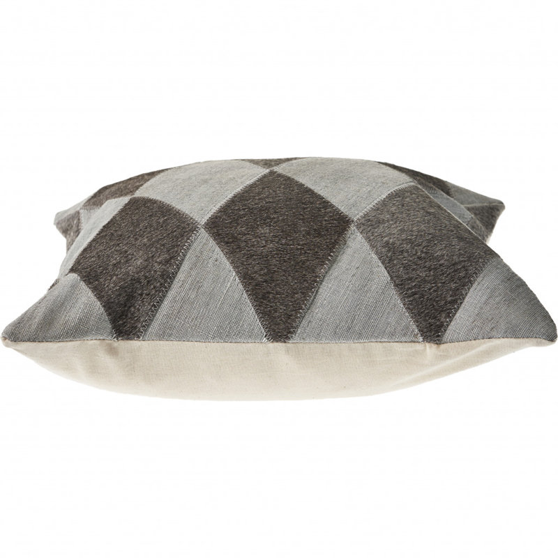 Silver and Brown Geometric Faux Leather Throw Pillow, 20 in