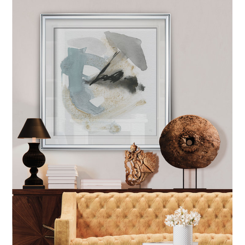 Sable et ciel II - reproduction d'art, H 16 po x l 16 po x 1,5 po, Cadre argenté