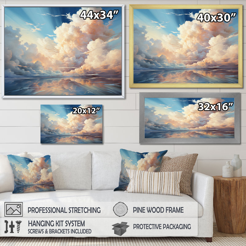 «Clouds Coastal Horizons I» sur toile, H 16 po x l 32 po x P 1 po, Cadre naturel flottant