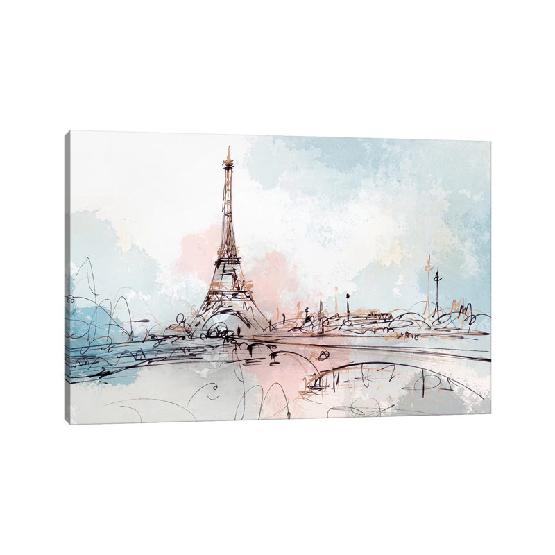 «Blush Paris» par Isabelle Z - impression d'art graphique, H 18 po x l 26 po x P 1,5 po, Aucun mat, Toile tendue