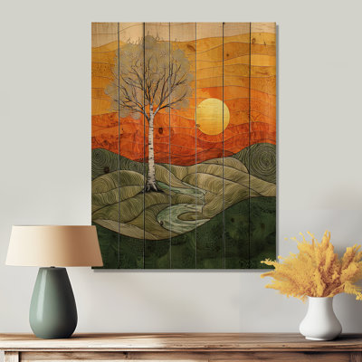 Nature Birch Tree With Roots Of Serenity IV - Tree Wood Wall Decor - On Natural Pine Wood