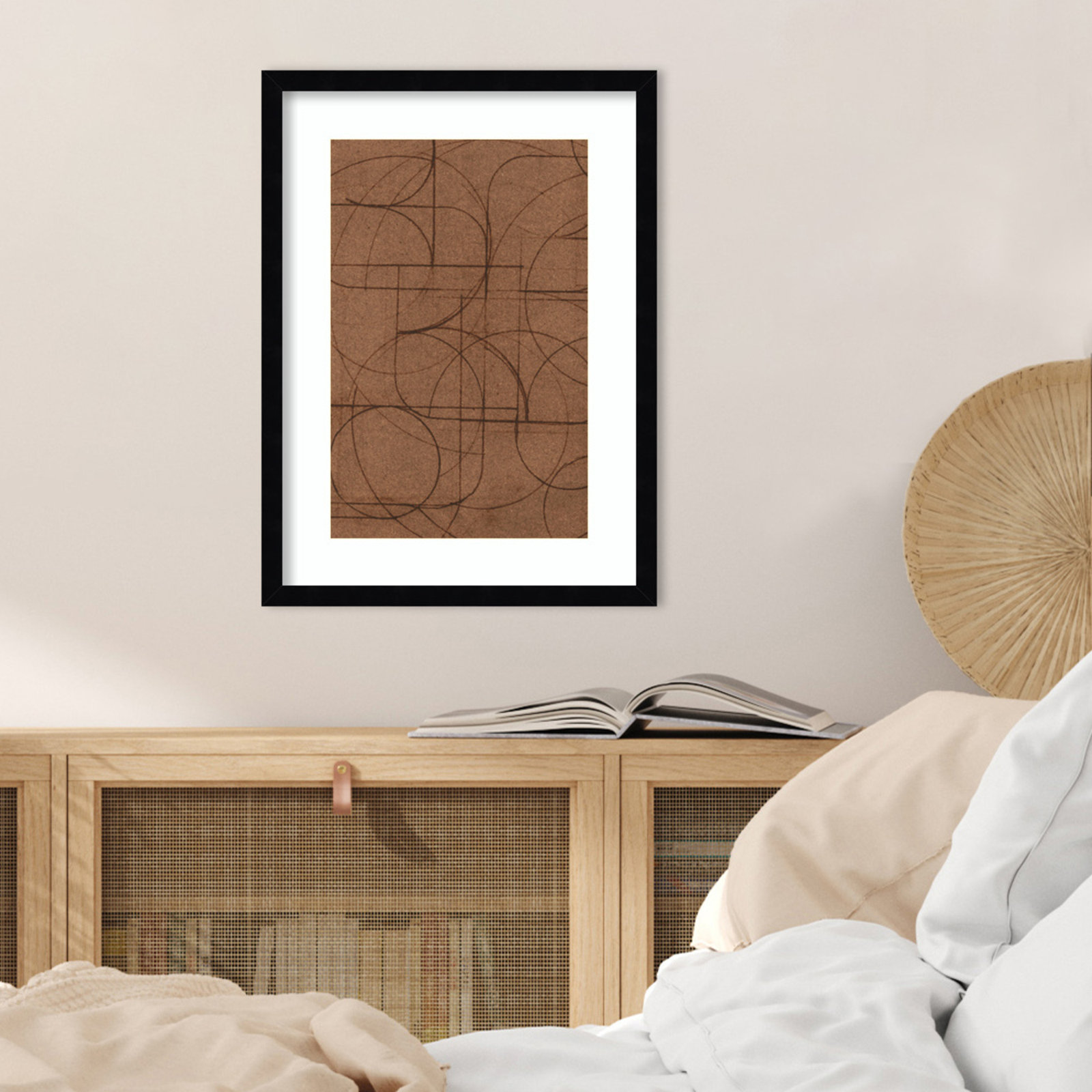 Curved 1 Print by Dan Hobday, 21" H x 16" W, Svelte Noir Black Framed Print with Mat