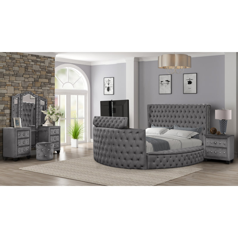 Kazden Piece Bedroom Set, King, Grey