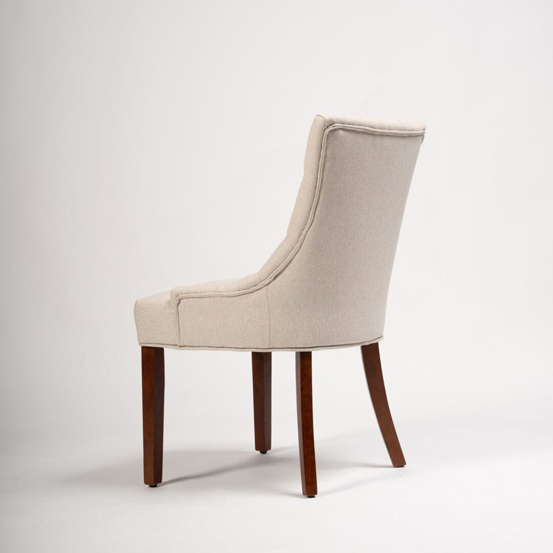 Norval Upholstered Dining Chair, Cream, Dark Oak