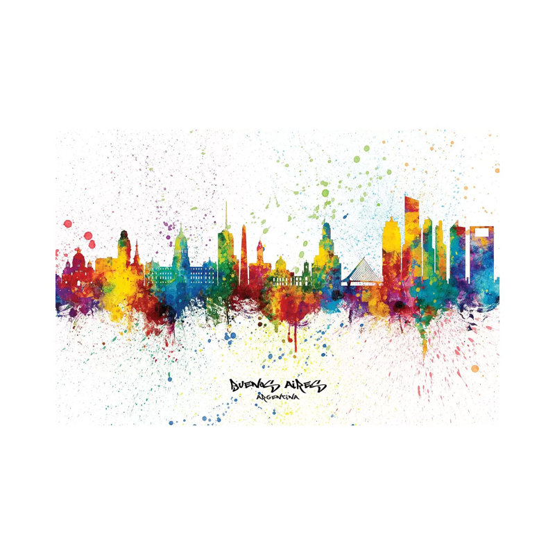 Buenos Aires Argentina Skyline Splash by Michael Tompsett - Wrapped Canvas Gallery-Wrapped Canvas Giclée