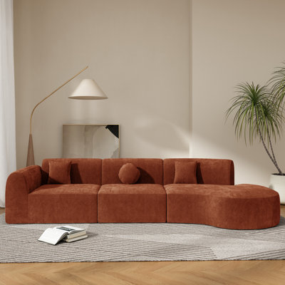 140" Premium Modern Curved Sectional Sofa Set, High-Density Sponge & Chaise, 3-Piece Right-Hand Facing, Ideal for Living Room