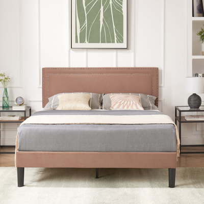 Auxter Bed Frame with Height Adjustable Upholstered Headboard