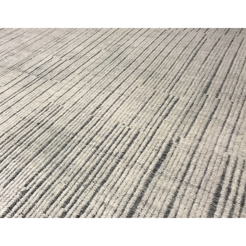 Hand-Knotted High-Quality Ivory and Charcoal Area Rug