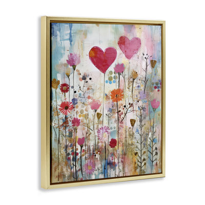 Art mural sur toile Heart & Garden Collage Floater par LSR Design Studio