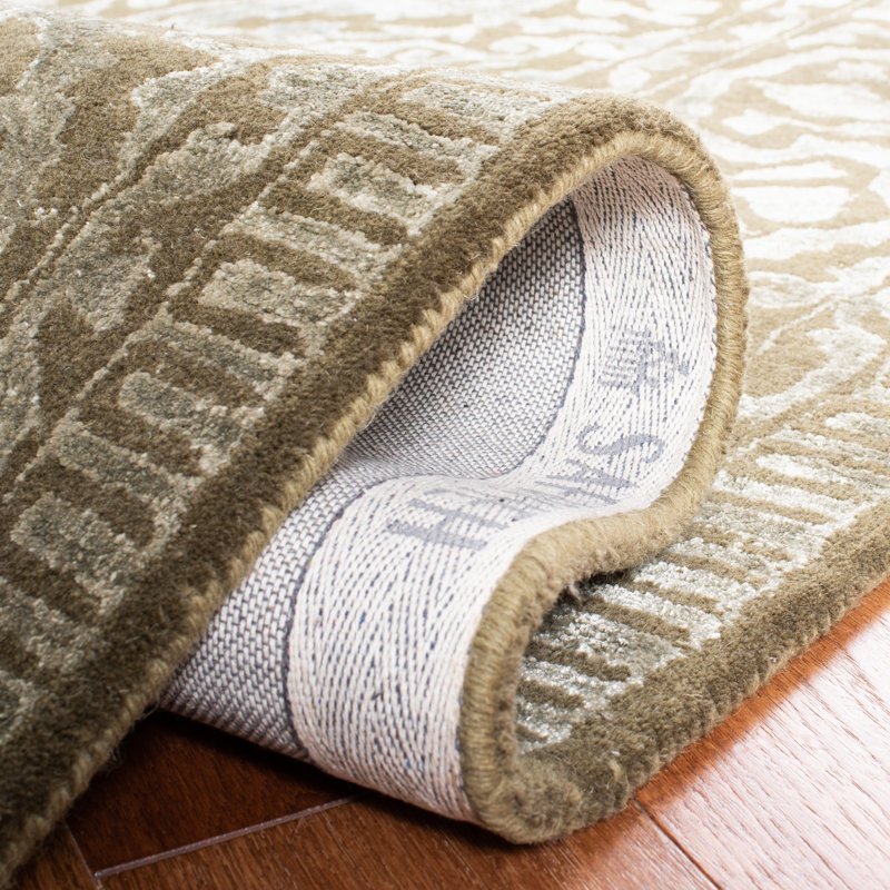 Tapis sauge en laine touffeté à la main Braxtan, Rectangle 2 pi x 3 pi