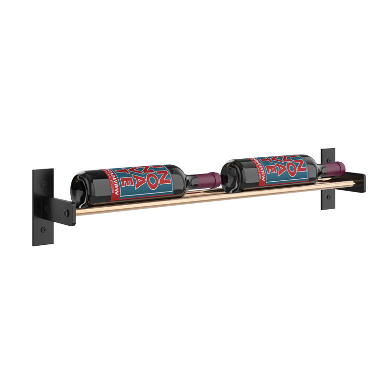 Support à vin industriel à 2 bouteilles Abbie-Marie - noir mat / bronze doré - H 5 po x l 27,75 po, Bronze doré