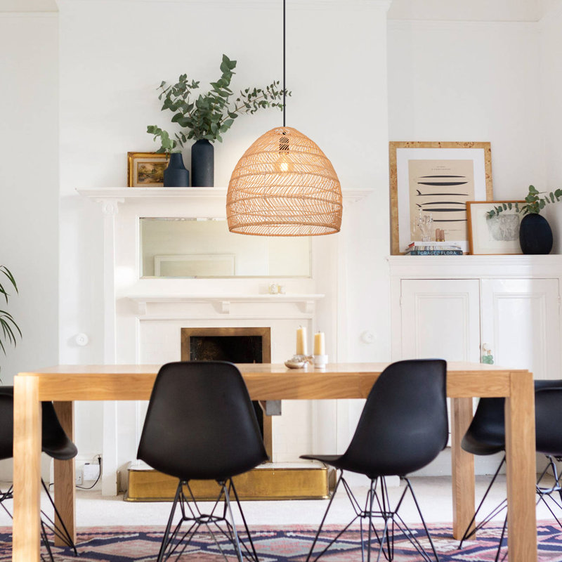 Luminaire suspendu en rotin naturel, luminaire suspendu en osier tissé à la main, plafonnier boho Farmhouse