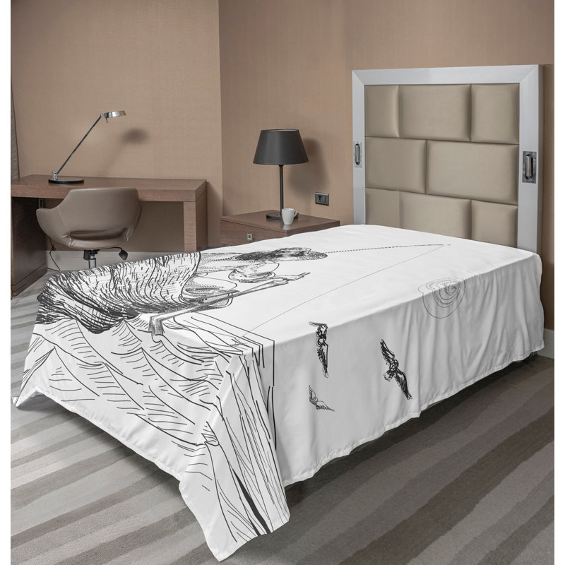 Drap-housse blanc sur fond gris Ambesonne, Simple
