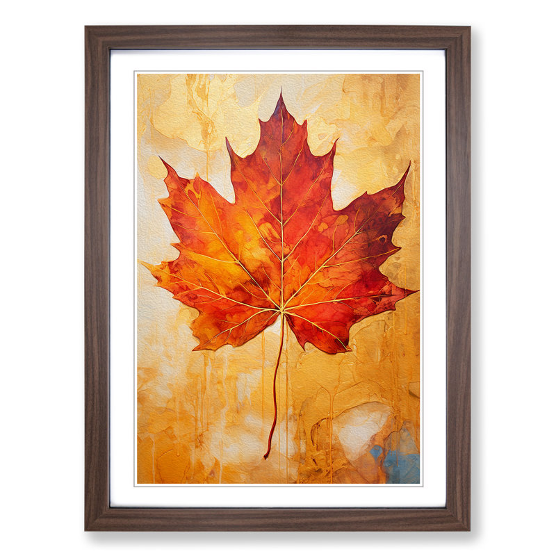 Leaf Gestural No.3 - Framed Print, Walnut, 46cm H x 34cm W x 2cm D