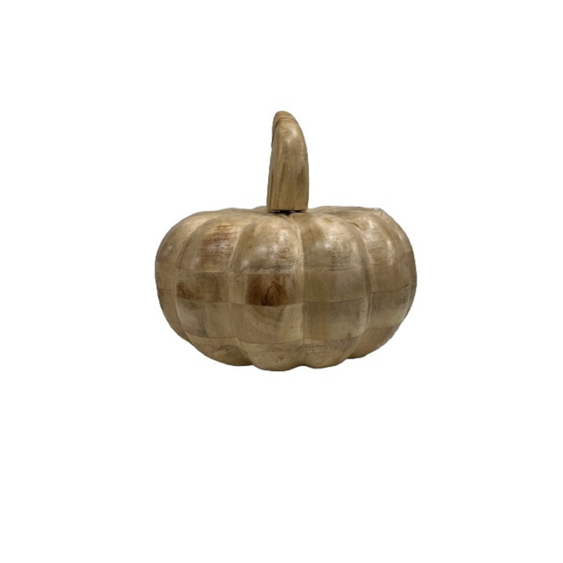 Décoration citrouille XL en bois de manguier blanchi au soleil, L 9,5 po