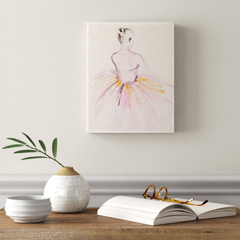 « aquarelle ballerine ii », peinture sur toile, Toile tendue, H 14 po x l 11 po x p 1,25 po