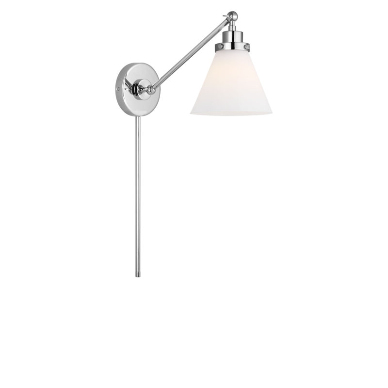 Wellfleet One-Arm Cone Sconce, Milk, Polished Nickel