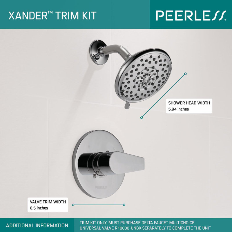 Xander Shower Faucet with Rough in-Valve, Chrome