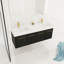Meuble-lavabo mural avec lavabo, lavabo double en résine à rebord épais, ensemble KD