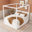Lit plateforme à baldaquin en bois avec lit gigogne simple et 3 tiroirs de rangement-134000337-134000340