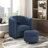 Modern Contemporary Swivel Chair with Ottoman Boucle Fabric Upholstery Solid Wood Living Room Furniture-109063227