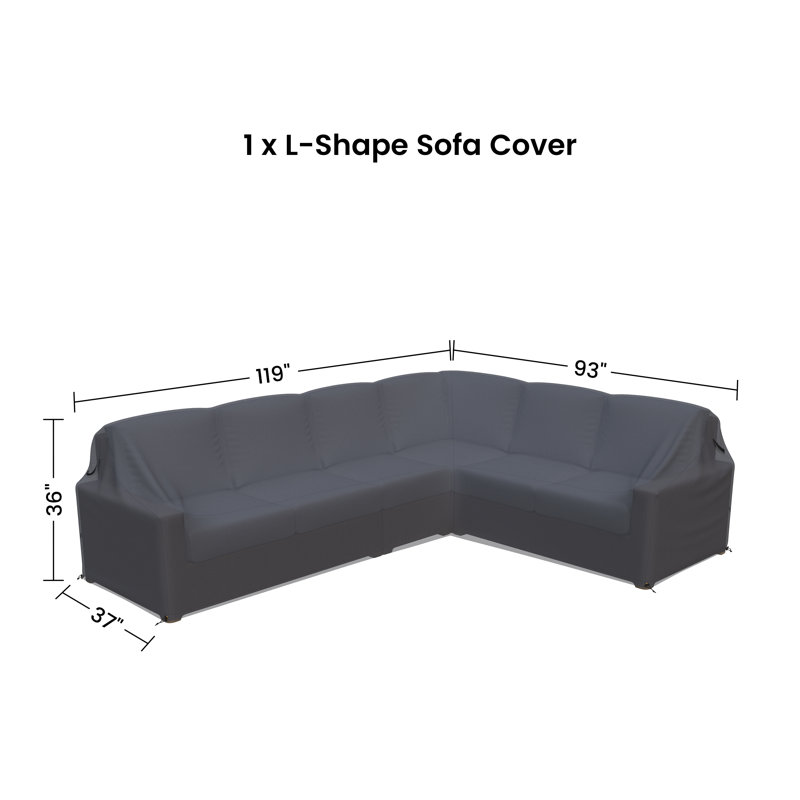 Hutsonville 116" Wide Outdoor L-Shaped Patio Sofa Cover