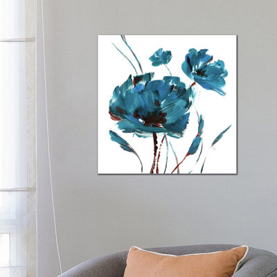 Blue Poppy Splash II by Nan - Wrapped Canvas Gallery-Wrapped Canvas Giclée