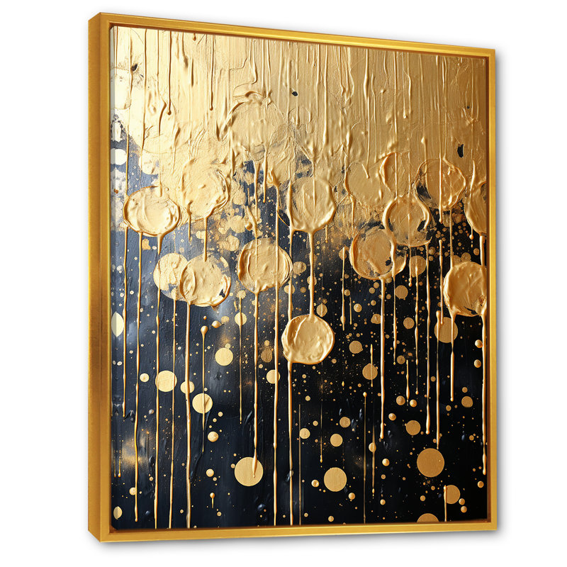 Black Elegant Explosions - Fireworks Wall Art, Gold Floater Framed, 32" H x 24" W x 1" D
