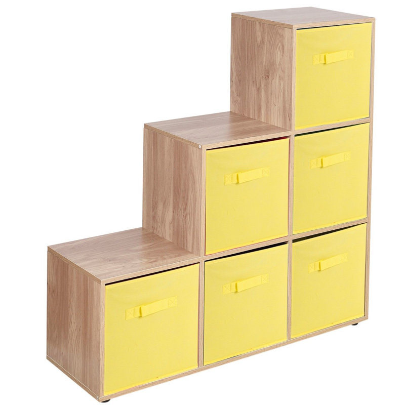 Joelle 90.5cm H x 89cm W Bookcase, Oak/Yellow