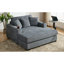 Très grand canapé-lit de style moderne de 55 po avec coussins, station de charge et porte-gobelets, tissu chenille, bleu gris (ancien SKU: BS701P191500B)