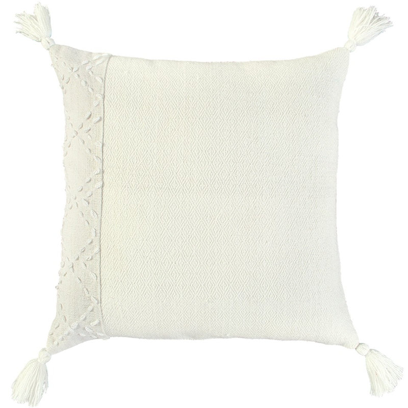20" Cotton Throw Pillow, ivory