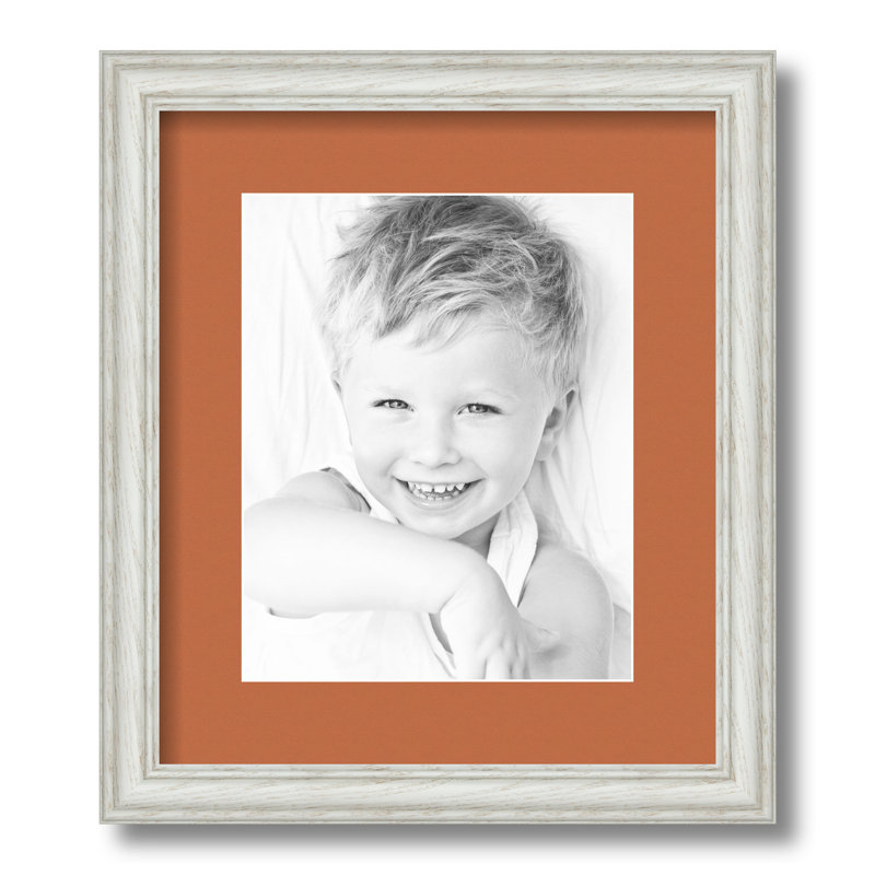 Wood Matte Picture Frame with Mat, Red Orange