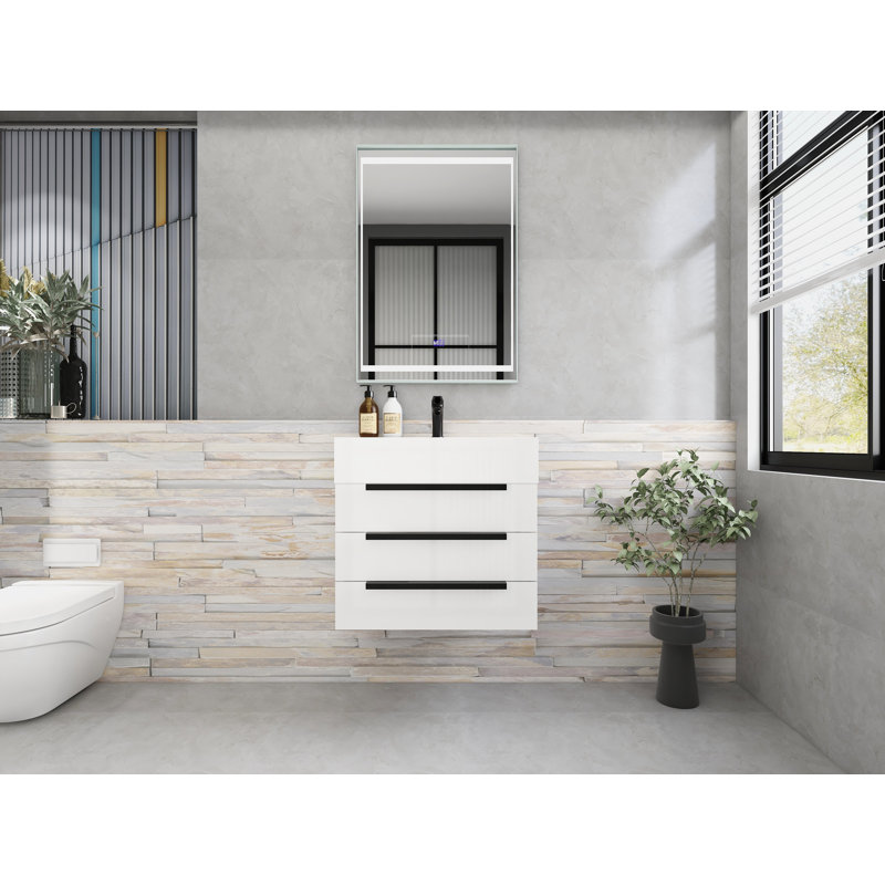 Jessica 23.5'' Single Bathroom Vanity with Acrylic Top, White