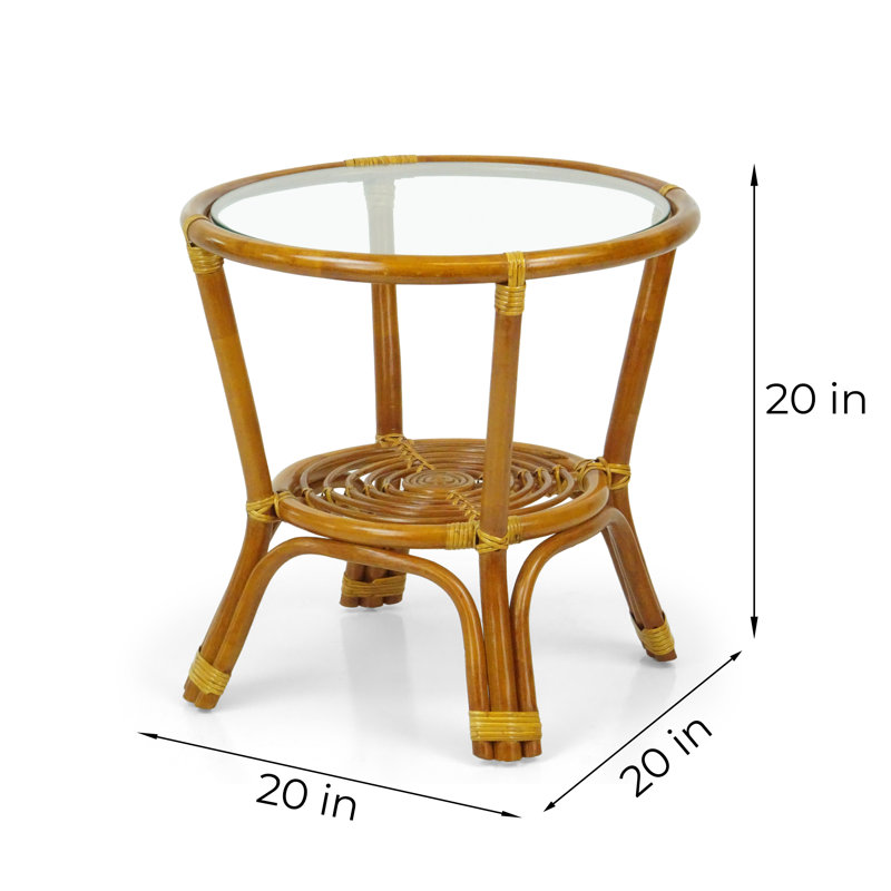 Eukleides Glass Tray Top End Table, Brown