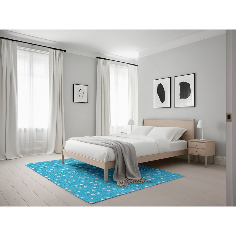 Tapis bleu ciel à motif Hillard, Rectangle 5 pi x 7 pi