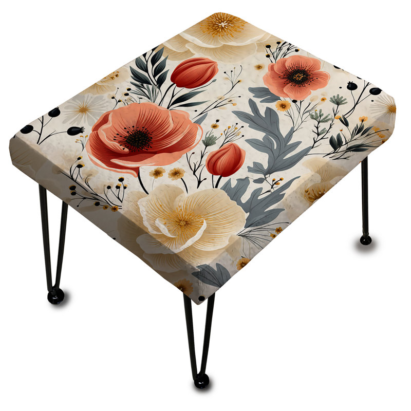 Contemporary Floral Fusion Medley Collage - Floral Rectangle Ottoman