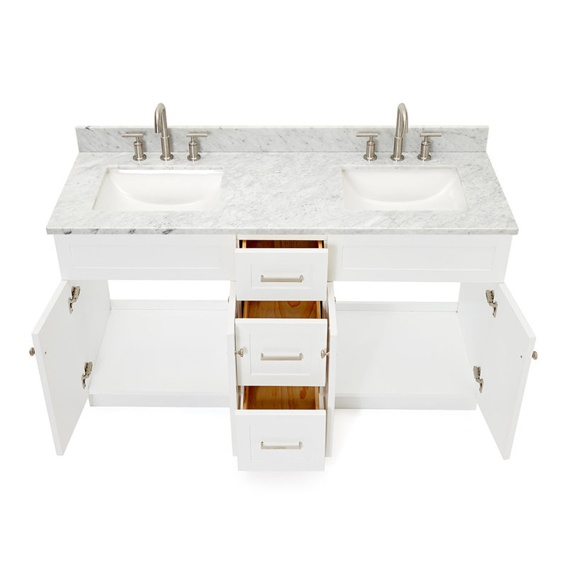 Partham 61" Double Bathroom Vanity Set, White